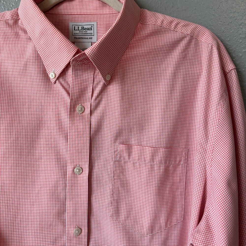 L.L.Bean Gingham‎ Button Down Shirt Long Sleeve Traditional Fit Large - Picture 6 of 6